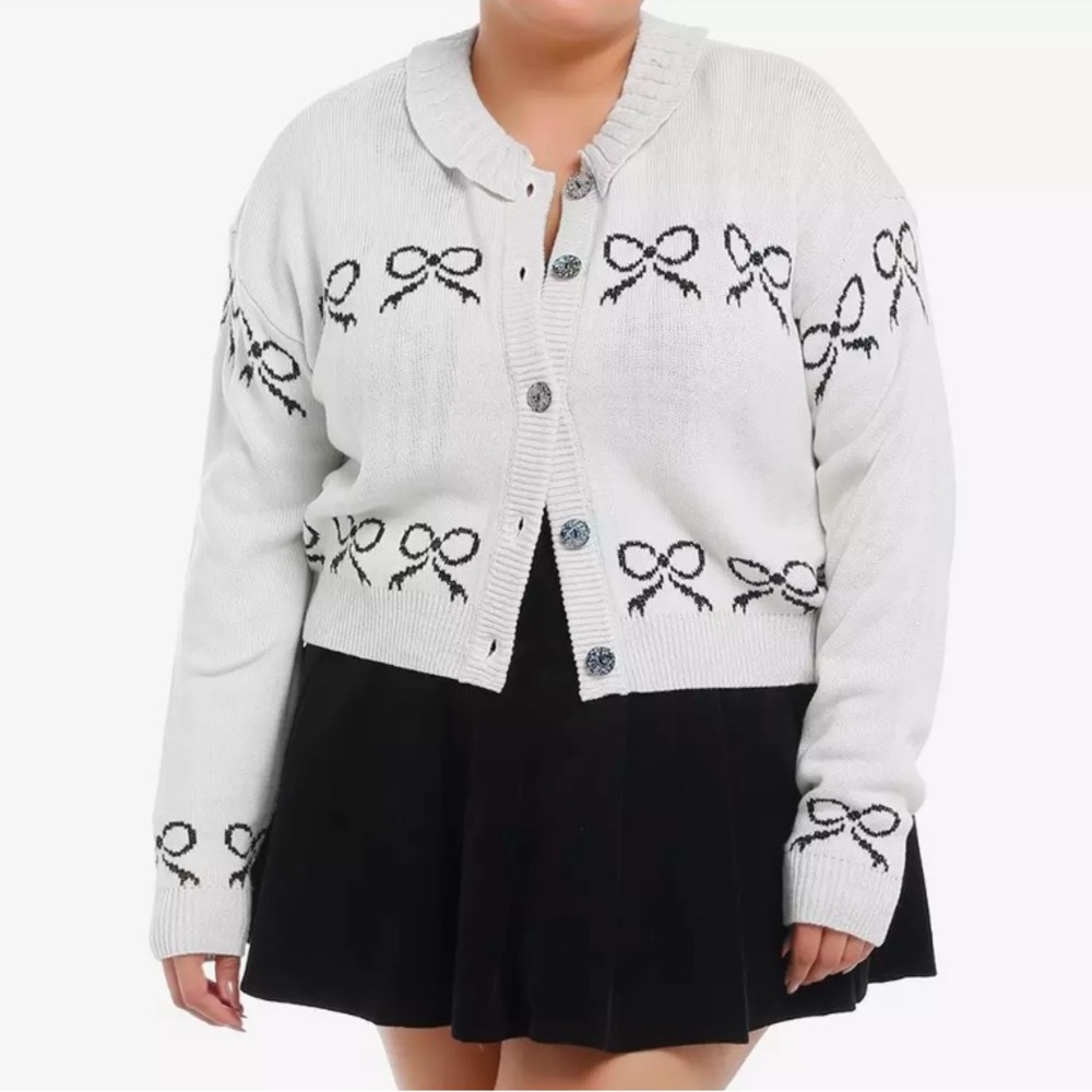Sweet Society White Glitter Bow Collar Girls
Cardigan Plus Size 4x NWT